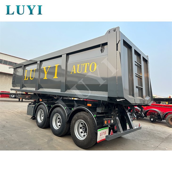 3 Axle Black Rectangular Rear Tipping Dump Semi Trailer high quality