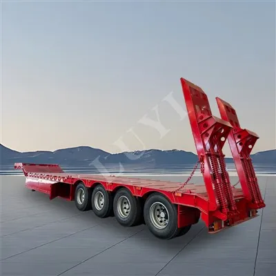 4 - Axle 60 {{3} ton ton نیمه تریلر تختخواب کم برای حمل و نقل کالاهای کانتینر شده ، تجهیزات ، ماشین آلات/نردبان هیدرولیک